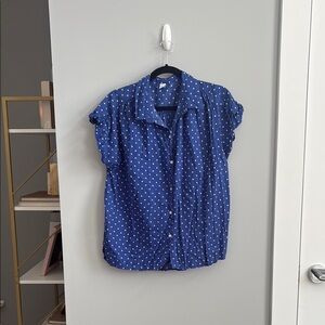 Old Navy Polka Dot Blouse in Blue and White